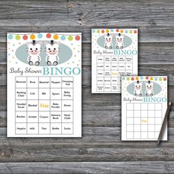 60 baby zebra baby shower bingo cards,safari theme animals baby shower bingo games,printable baby shower bingo cards-359