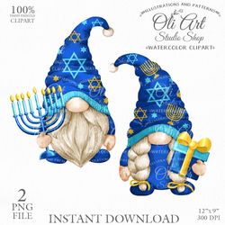 Hanukkah Gnome Digital Clip Art. Cute Characters, Hand Drawn graphics. Digital Download. OliArtStudioShop