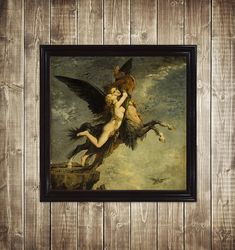 la chimere. painting with a winged half-man half-centaur. monster art print. 152.
