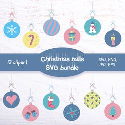 christmas balls svg bundle/ png clipart