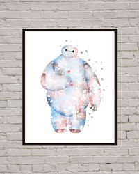 baymax disney art print digital files decor nursery room watercolor