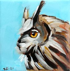 owl oil painting original art bird nature artwork canvas made to order