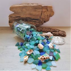 bulk multicolored genuine sea glass natural, surf tumbled, japan sea glass