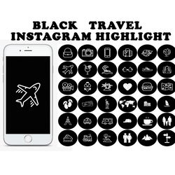 36 black and white travel instagram highlight covers. relaxation social media icons. vacation instagram story covers.