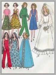 digital - vintage barbie sewing pattern - wardrobe clothes for dolls 11-1/2" - 12-1/2" - vintage 1980s - pdf