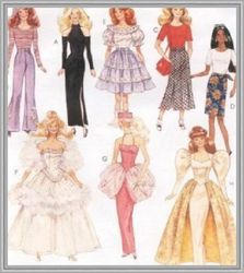 digital - vintage barbie sewing pattern - wardrobe clothes for dolls 11-1/2" - vintage 1980s - pdf