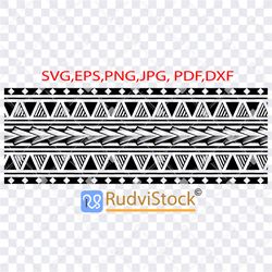 polynesian tattoo stencil pattern.  polynesian band tattoo, svg cut file