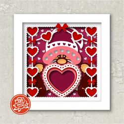 personalize 3d valentine shadow box svg