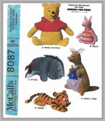 digital - vintage sewing pattern - winnie pooh and friends - pdf