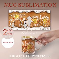 ginger mug with merry christmas wishes. sublimation 11 and 15 oz. digital download