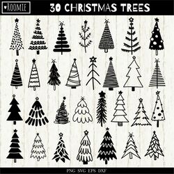 christmas trees svg, 30 merry christmas svg, rustic boho trees christmas, scandinavian christmas trees clipart cut files