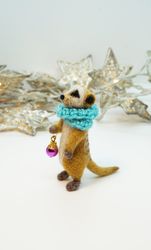 meerkat, miniature needle felted animal, christmas gift