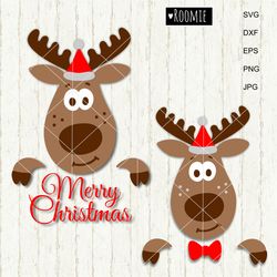 christmas reindeer svg, christmas reindeer monogram svg, christmas monogram, digital cut files