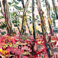 trees painting original art flowers artwork landscape impasto art oil painting 7 by 5 by serjbond