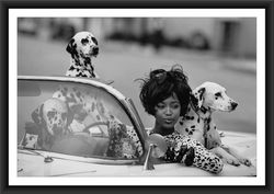 naomi campbell car dalmatian poster print black and white wall art bedroom living room wall decor photography minimalist