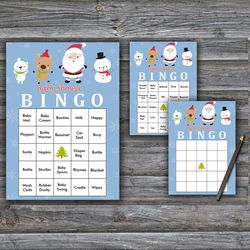 60 santa claus baby shower bingo cards,christmas baby shower bingo games,printable baby shower bingo cards--231