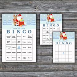 60 santa rudolf baby shower bingo cards,christmas baby shower bingo games,printable baby shower bingo cards--235