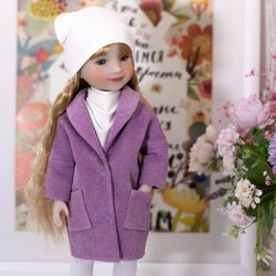 purple coat for ruby red fashion friends doll, 14.5 inches doll clothes, doll outerwear for winter and autumn