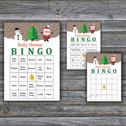 60 santa and snowman baby shower bingo cards,christmas baby shower bingo games,printable baby shower bingo cards--237