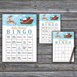 60 santa carriage baby shower bingo cards,christmas baby shower bingo games,printable baby shower bingo cards--255