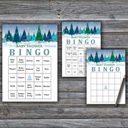 60 winter forest baby shower bingo cards,christmas baby shower bingo games,printable baby shower bingo cards--261