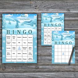 60 winter landscape baby shower bingo cards,christmas baby shower bingo games,printable baby shower bingo cards--268