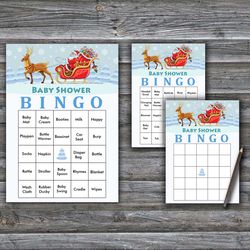 60 santa carriage baby shower bingo cards,christmas baby shower bingo games,printable baby shower bingo cards--273