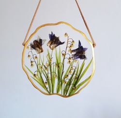 resin flower window decor, pressed flower window suncatcher, dried flower decor, pressed flower frame