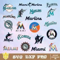 miami marlins svg, mlb team svg, mlb svg, baseball team svg, clipart, cricut, silhouette, digital download