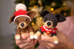 christmas chihuahua puppy crochet pattern, crochet dog pattern, amigurumi chihuahua pattern