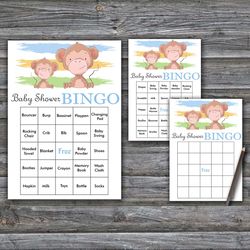 monkey baby shower bingo cards,monkey baby shower bingo games,printable baby shower bingo cards--322