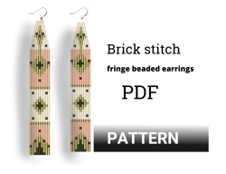 earring pattern for beading - brick stitch pattern for beaded fringe earrings - instant download. ukrainian shop