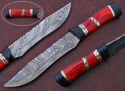 damascus hunting knife, damascus fixed blade knife, damascus gut hook knife, damascus ka bar knife hand made knives gift