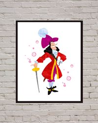 captain hook peter pan disney art print digital files nursery room watercolor