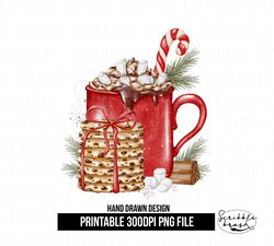 christmas red hot cocoa mug sublimation png