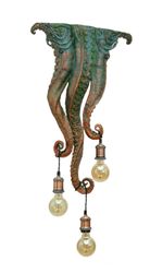 octopus, antique copper gold tentacle, cthulhu mythos fantasy gift idea, steampunk vintage designer octopus chandelier,