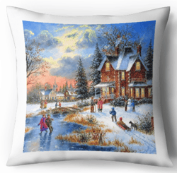 digital - cross stitch pattern pillow - christmas