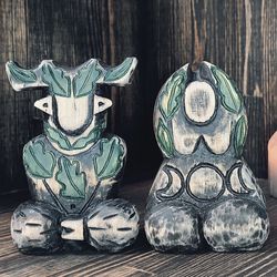 set green cernunnos goddess statue norse statue triple moon moon phase art yggdrasil gaia moon phases witch altar