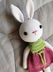 plush doll bunny in dress | personalised crochet toy