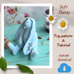 stuffed animal pattern – bunny toy sewing pattern and video class - christmas gift idea