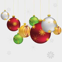 beautiful christmas balls, decorative ornaments on grey background