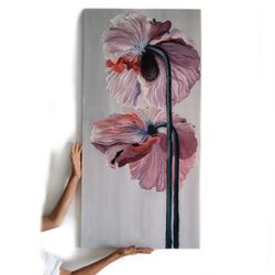 oil painting.  painting on canvas.  flowers.  flowers painting.  pink painting. interior painting