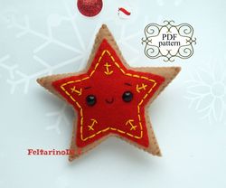 christmas star felt pattern, felt gingerbread pattern, christmas ornaments patterns, felt toy pattern