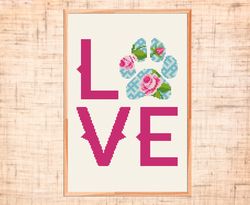 love cross stitch pattern pet lover gift dog cross stitch paw cat cross stitch pet loss embroidery easy cross stitch pdf