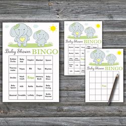 blue elephant baby shower bingo cards,elephant baby shower bingo games,printable baby shower bingo cards--284