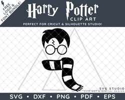 Harry Potter Clip Art Design SVG DXF PNG PDF - Harry Potter Scarf Silhouette Minimal Simple Design & FREE Font!