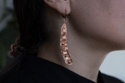 electroformed robinia pseudoacacia fruits esrrings, botanical earrings