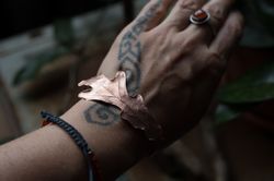 oak leaf cuff brecelet for women, electroformed plant bracelet, oak jewelry