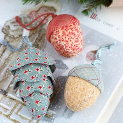 pdf acorn and pine cone christmas ornaments sewing pattern