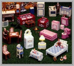 digital - vintage plastic canvas pattern dollhouse furniture - plastic canvas 7-mesh for dolls - pdf